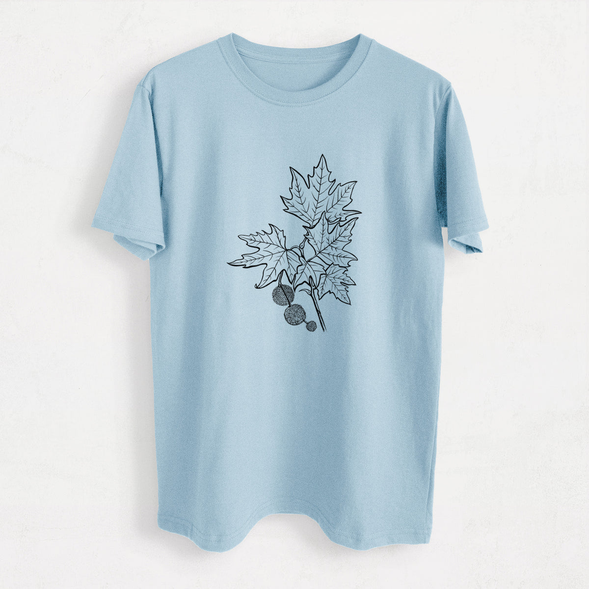 Platanus Orientalis - Oriental Plane Tree Stem with Leaves - Heavyweight Men&#39;s 100% Organic Cotton Tee