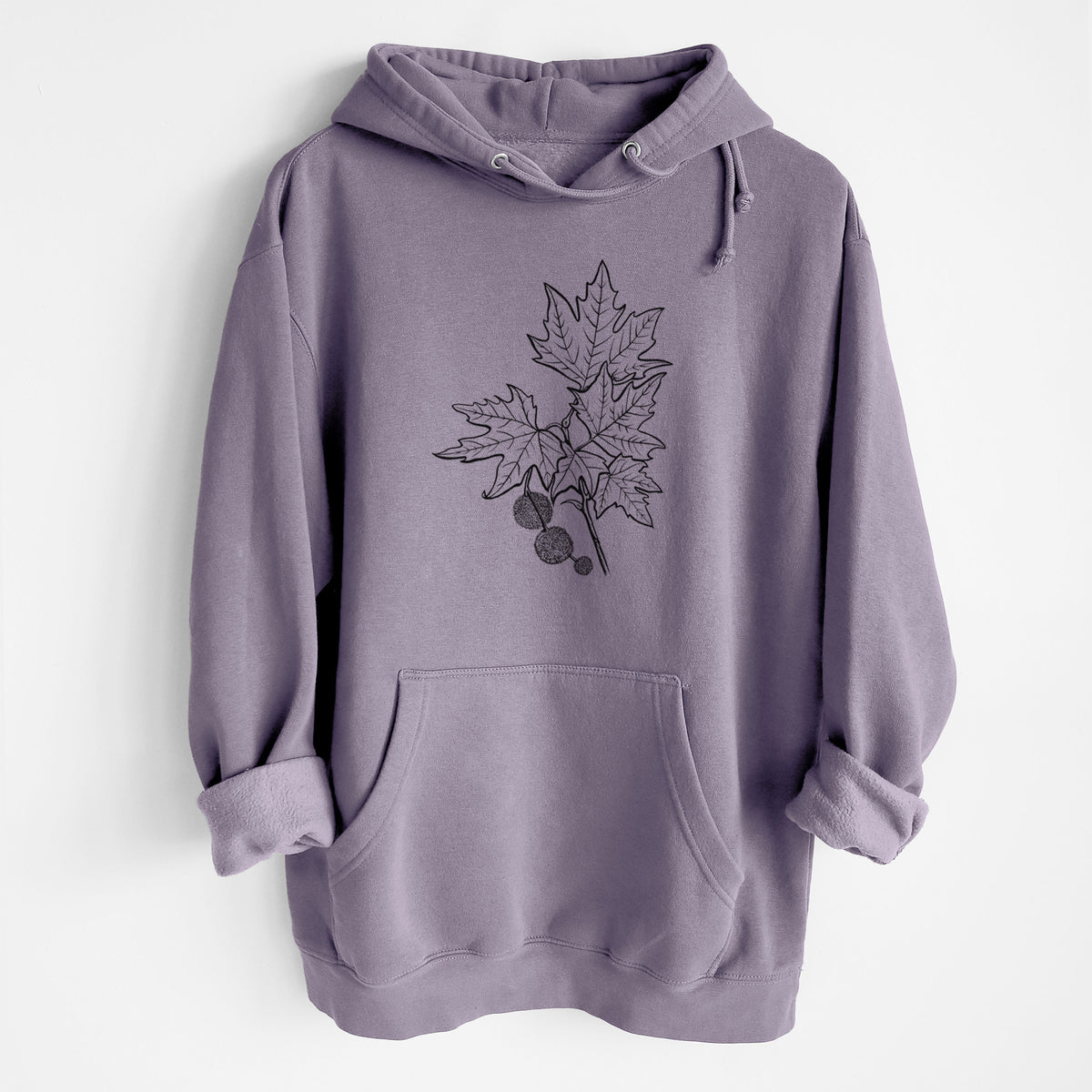 Platanus Orientalis - Oriental Plane Tree Stem with Leaves - Heavyweight Fleece Hoodie