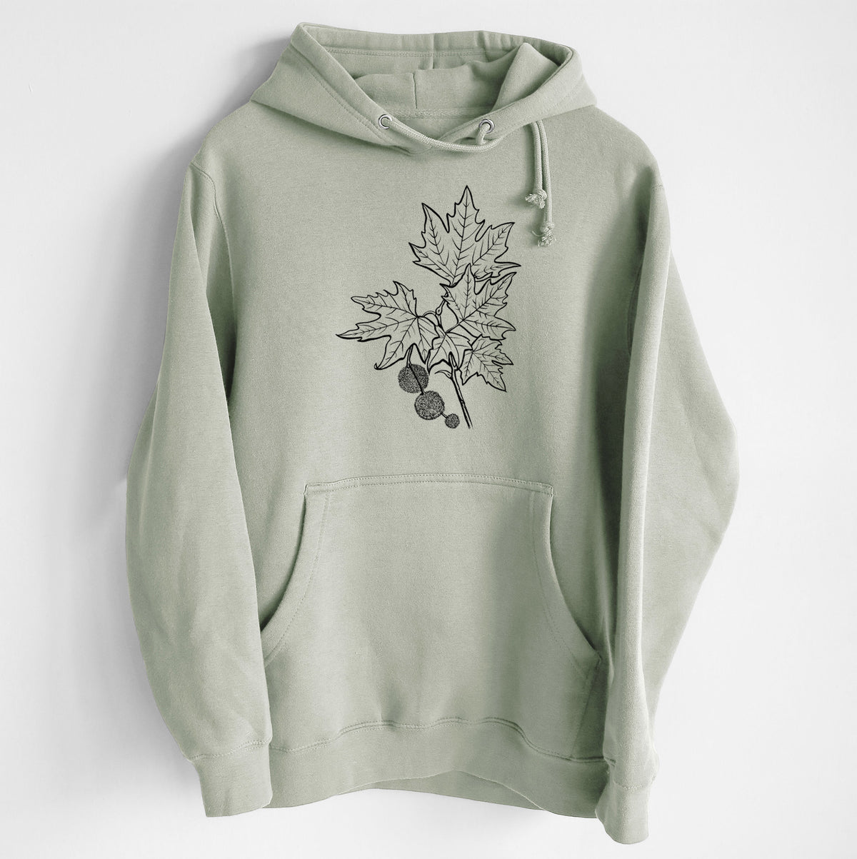 Platanus Orientalis - Oriental Plane Tree Stem with Leaves - Heavyweight Fleece Hoodie