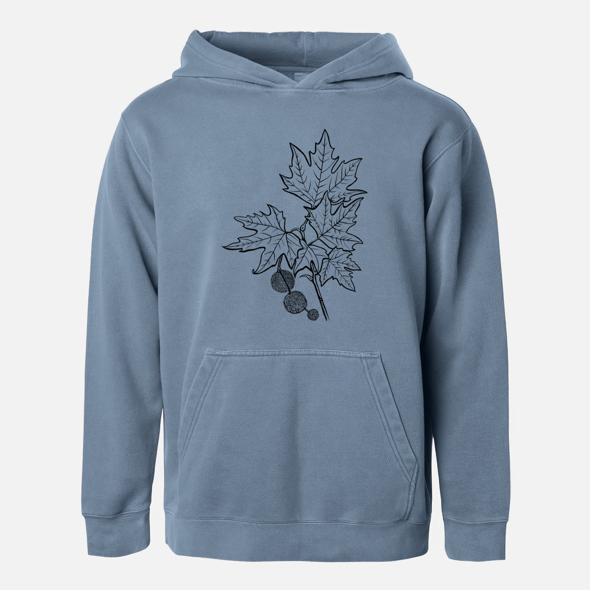 Platanus Orientalis - Oriental Plane Tree Stem with Leaves - Youth Pigment Dyed Hoodie