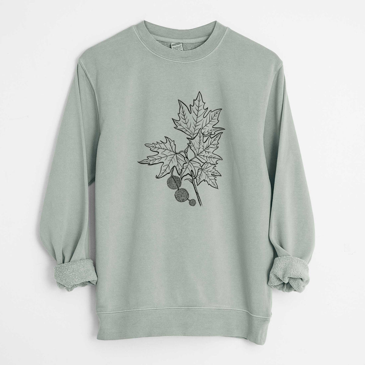 Platanus Orientalis - Oriental Plane Tree Stem with Leaves - Unisex Pigment Dyed Crew Sweatshirt