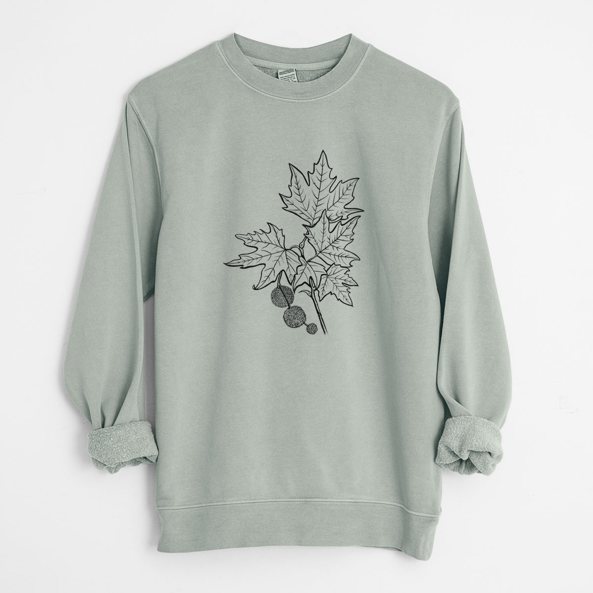 Platanus Orientalis - Oriental Plane Tree Stem with Leaves - Unisex Pigment Dyed Crew Sweatshirt