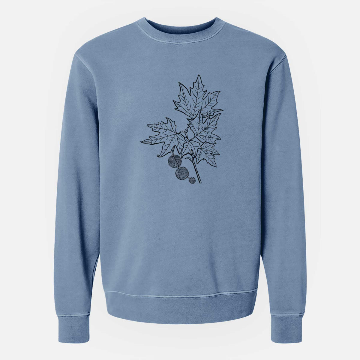 Platanus Orientalis - Oriental Plane Tree Stem with Leaves - Unisex Pigment Dyed Crew Sweatshirt