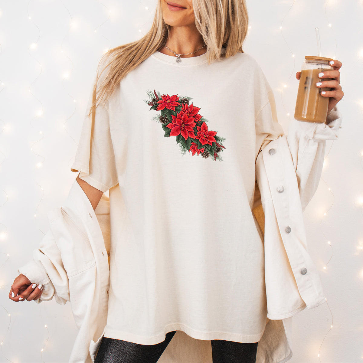 Winter Poinsettias - Euphorbia pulcherrima - Unisex Comfort Colors Garment-Dyed Heavyweight T-shirt