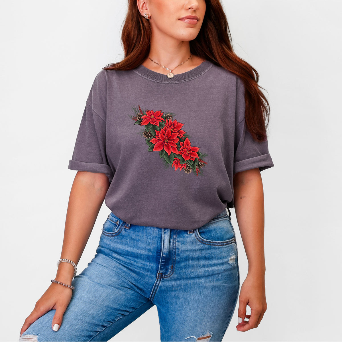 Winter Poinsettias - Euphorbia pulcherrima - Unisex Comfort Colors Garment-Dyed Heavyweight T-shirt