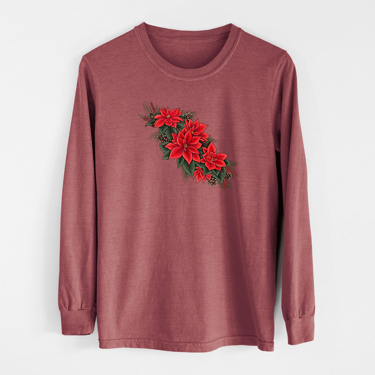 Winter Poinsettias - Euphorbia pulcherrima - Unisex Comfort Colors 100% Cotton Long Sleeve