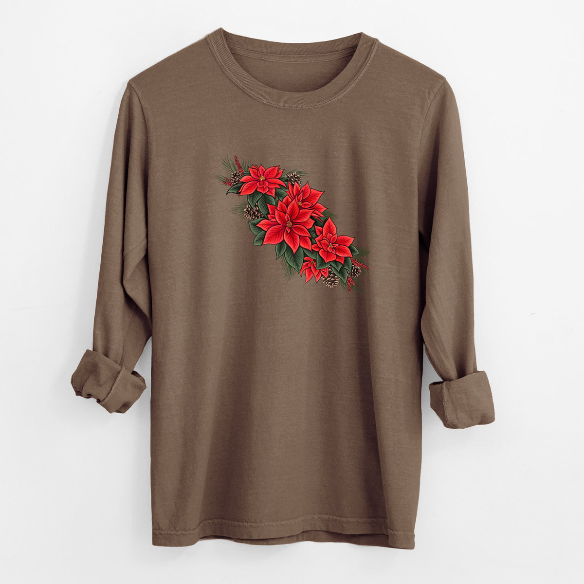 Winter Poinsettias - Euphorbia pulcherrima - Unisex Comfort Colors 100% Cotton Long Sleeve