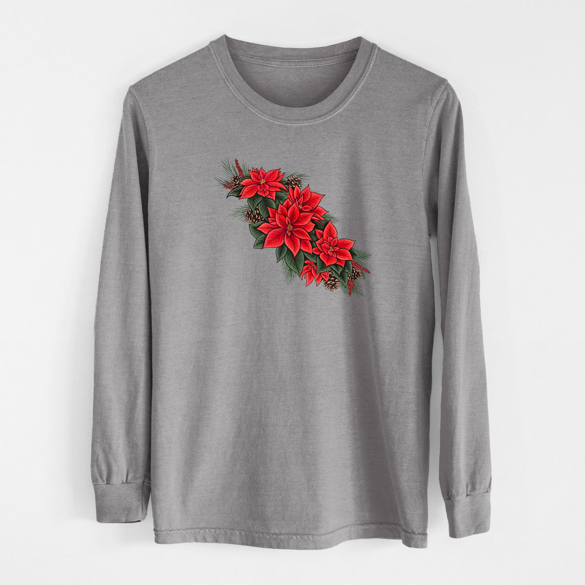 Winter Poinsettias - Euphorbia pulcherrima - Unisex Comfort Colors 100% Cotton Long Sleeve