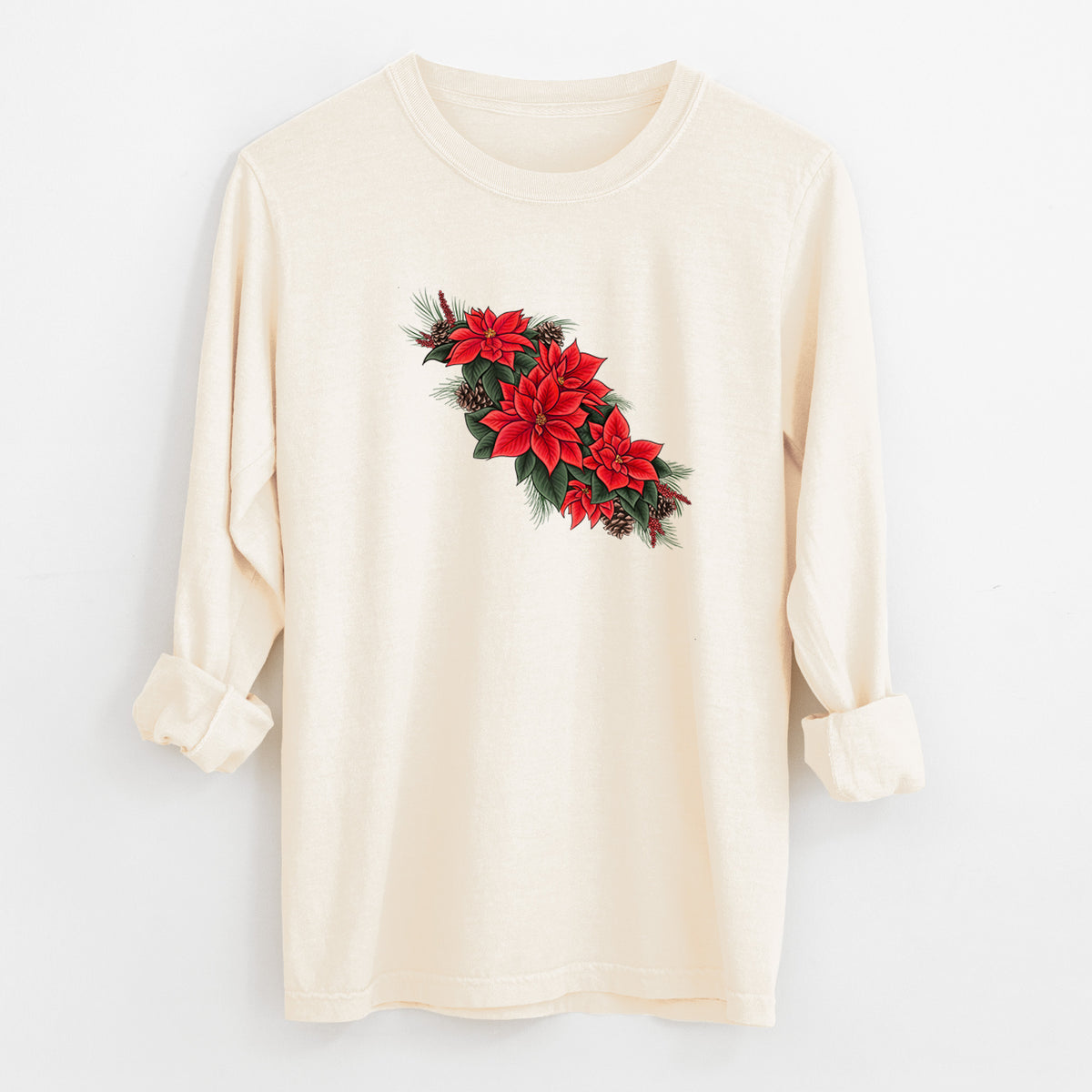 Winter Poinsettias - Euphorbia pulcherrima - Unisex Comfort Colors 100% Cotton Long Sleeve