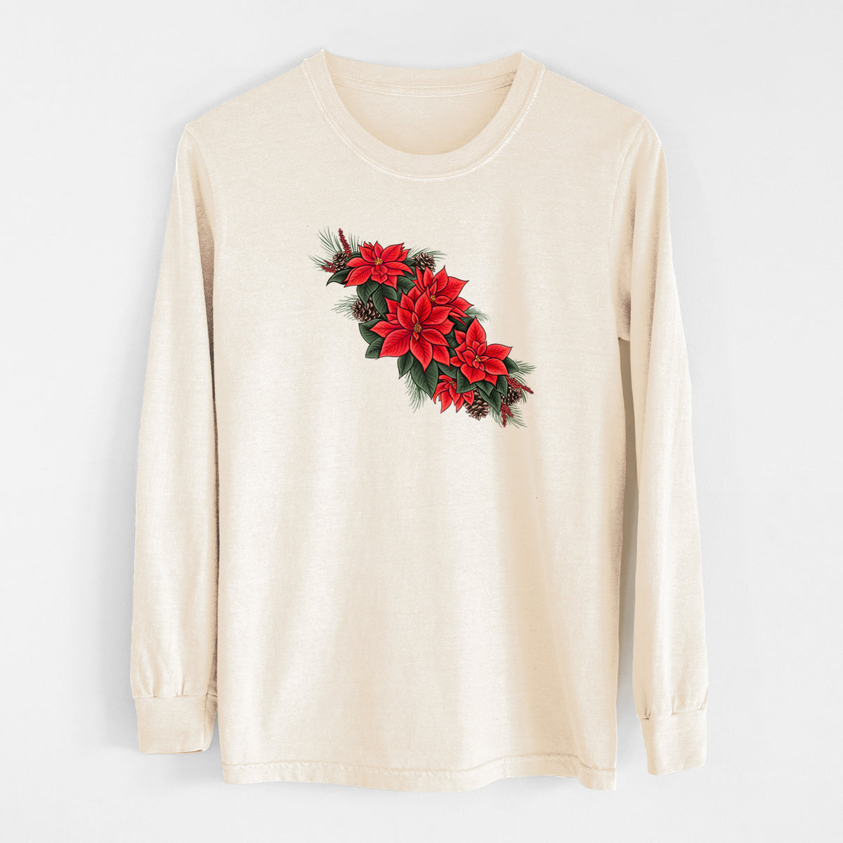 Winter Poinsettias - Euphorbia pulcherrima - Unisex Comfort Colors 100% Cotton Long Sleeve