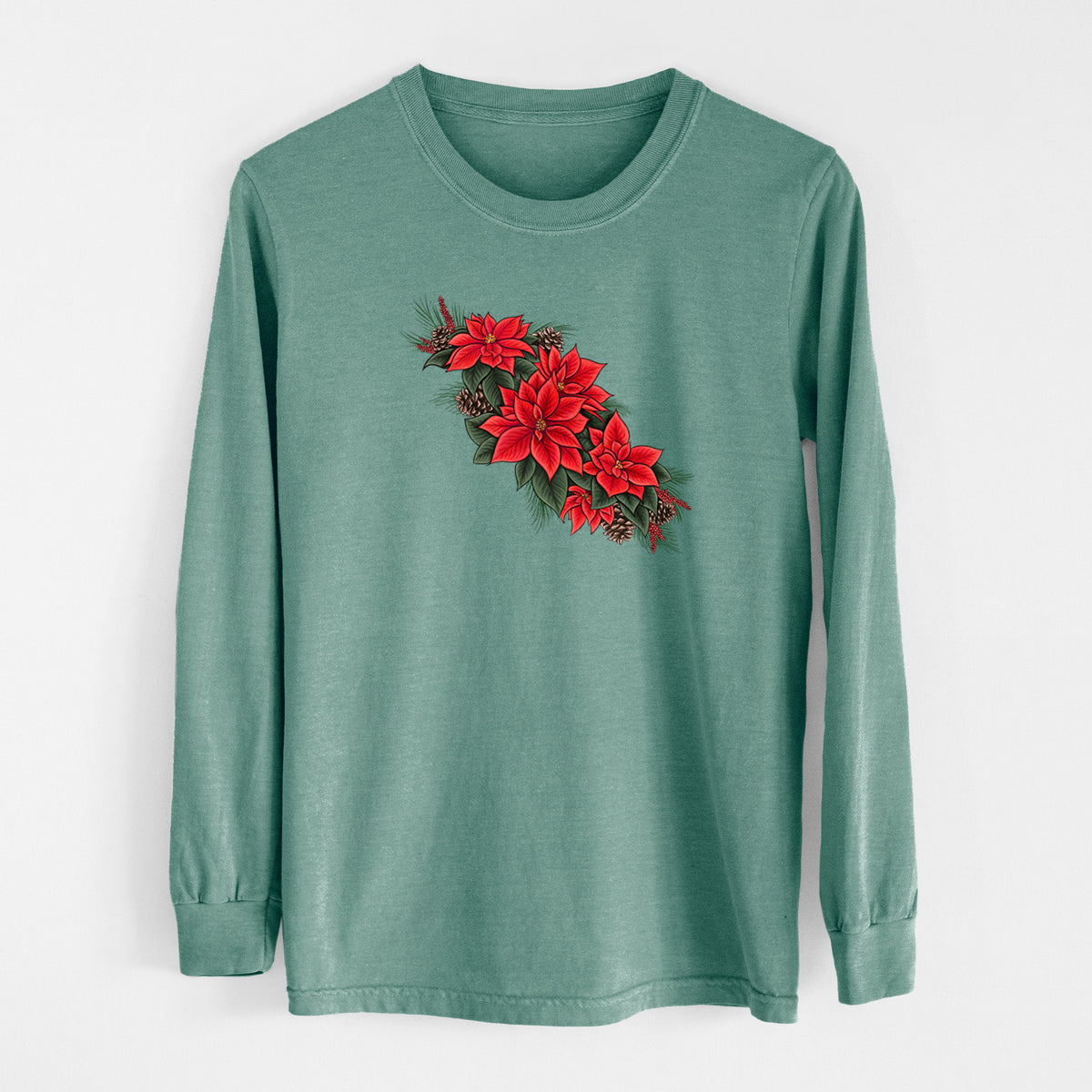 Winter Poinsettias - Euphorbia pulcherrima - Unisex Comfort Colors 100% Cotton Long Sleeve