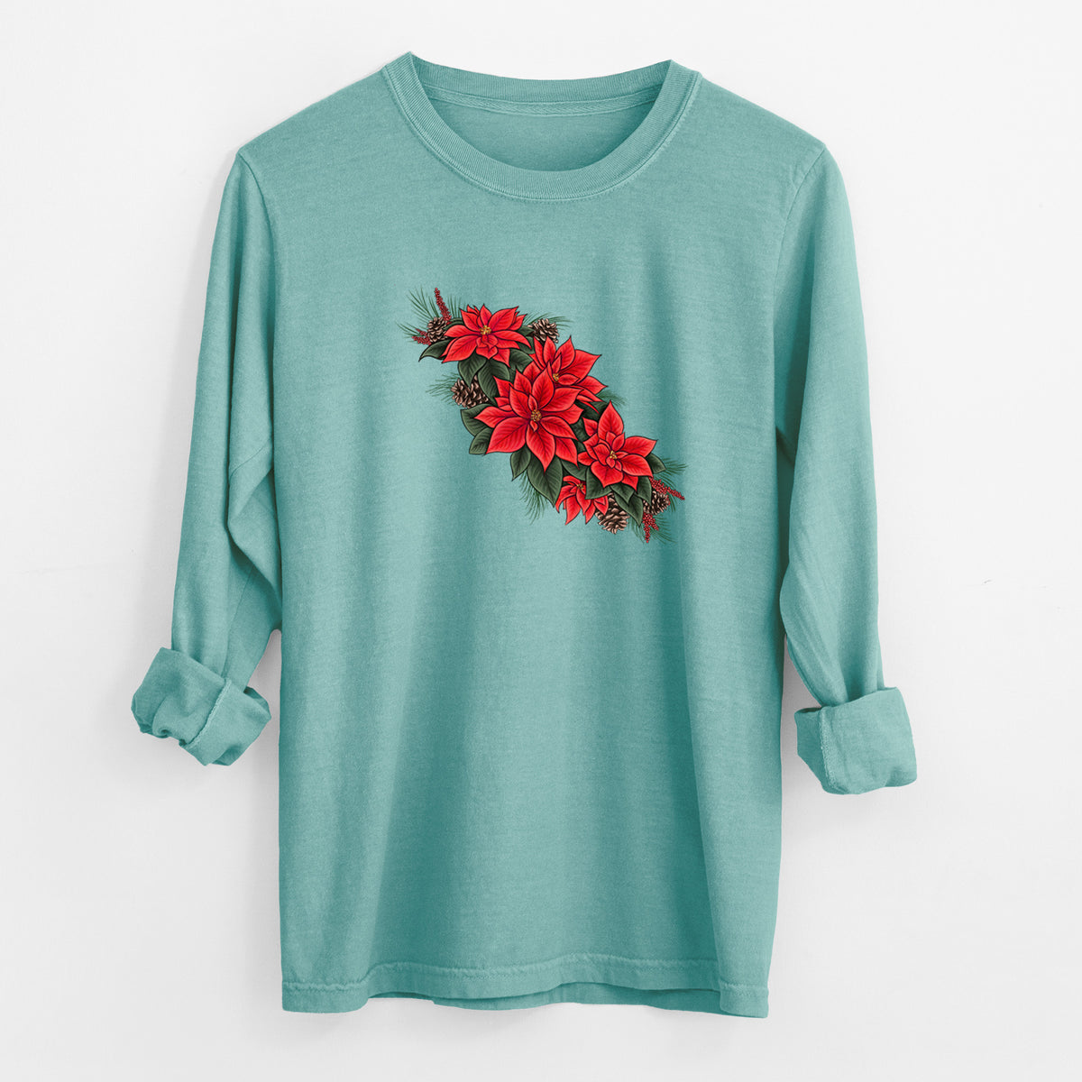 Winter Poinsettias - Euphorbia pulcherrima - Unisex Comfort Colors 100% Cotton Long Sleeve