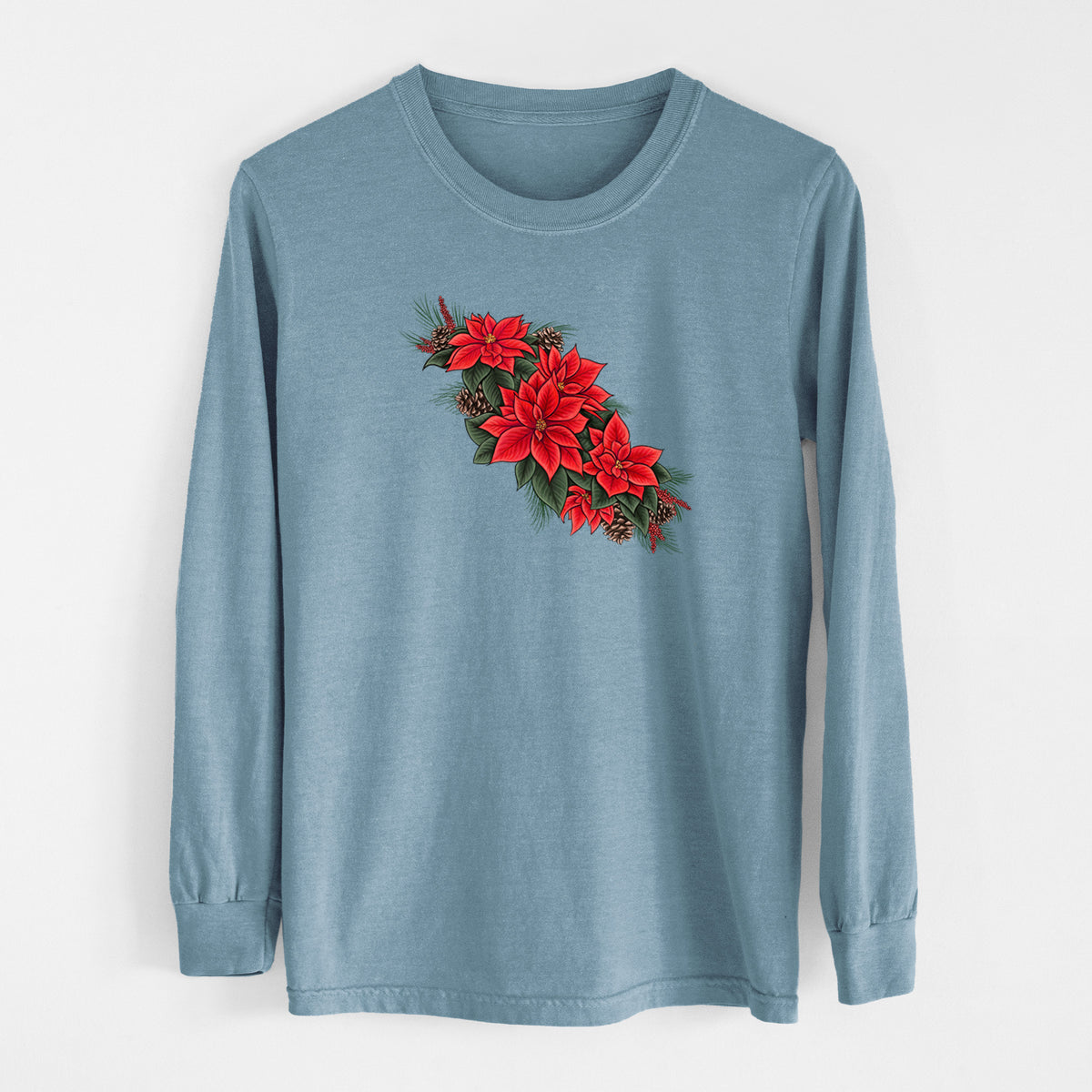 Winter Poinsettias - Euphorbia pulcherrima - Unisex Comfort Colors 100% Cotton Long Sleeve