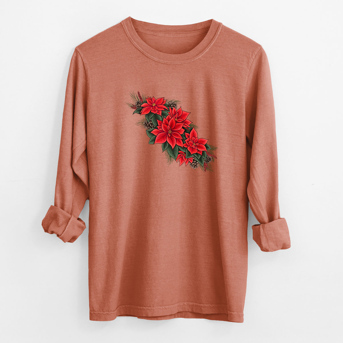 Winter Poinsettias - Euphorbia pulcherrima - Unisex Comfort Colors 100% Cotton Long Sleeve
