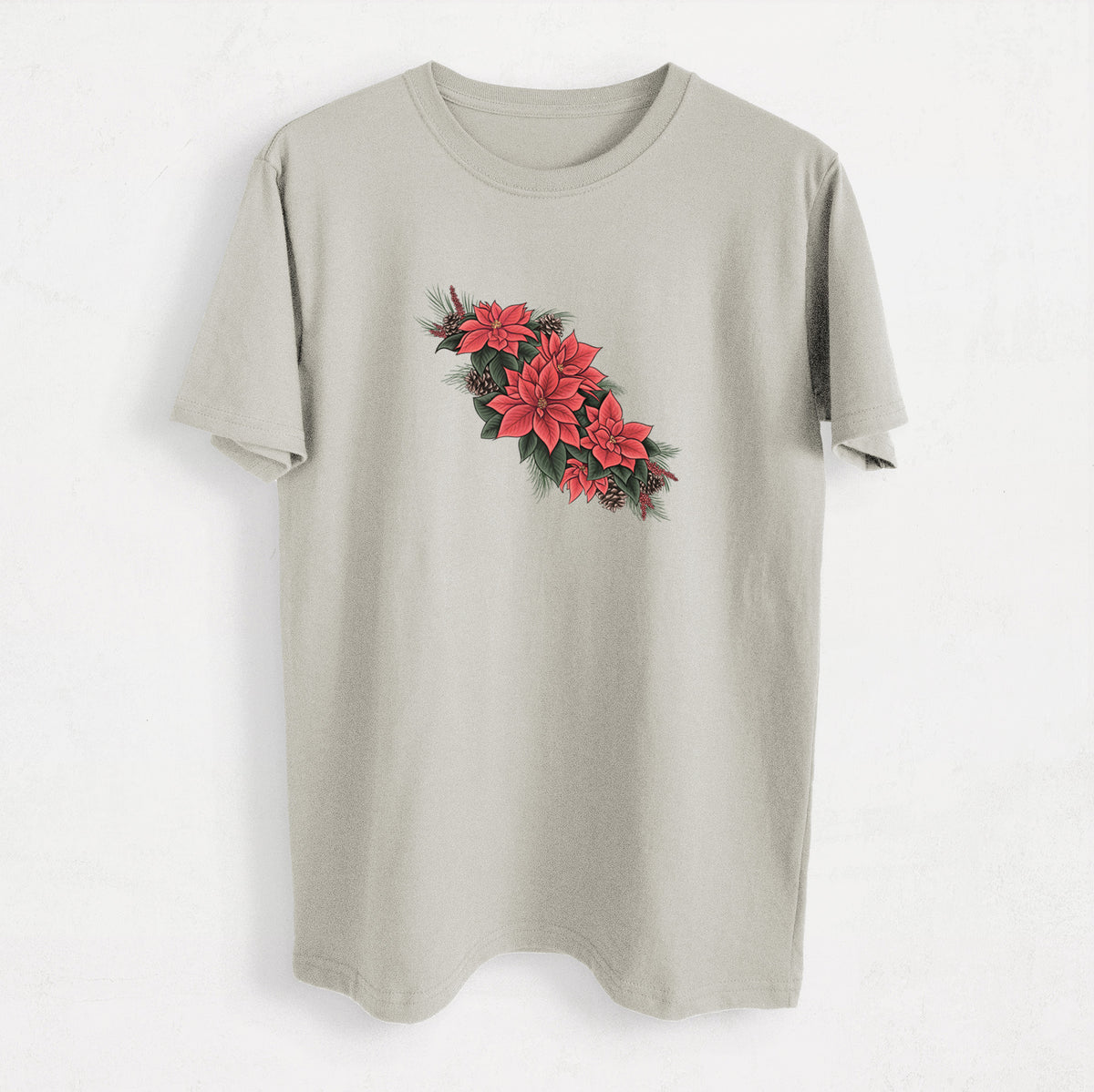 Winter Poinsettias - Euphorbia pulcherrima - Heavyweight Men's 100% Organic Cotton Tee