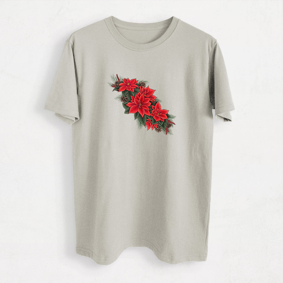 Winter Poinsettias - Euphorbia pulcherrima - Heavyweight Men's 100% Organic Cotton Tee