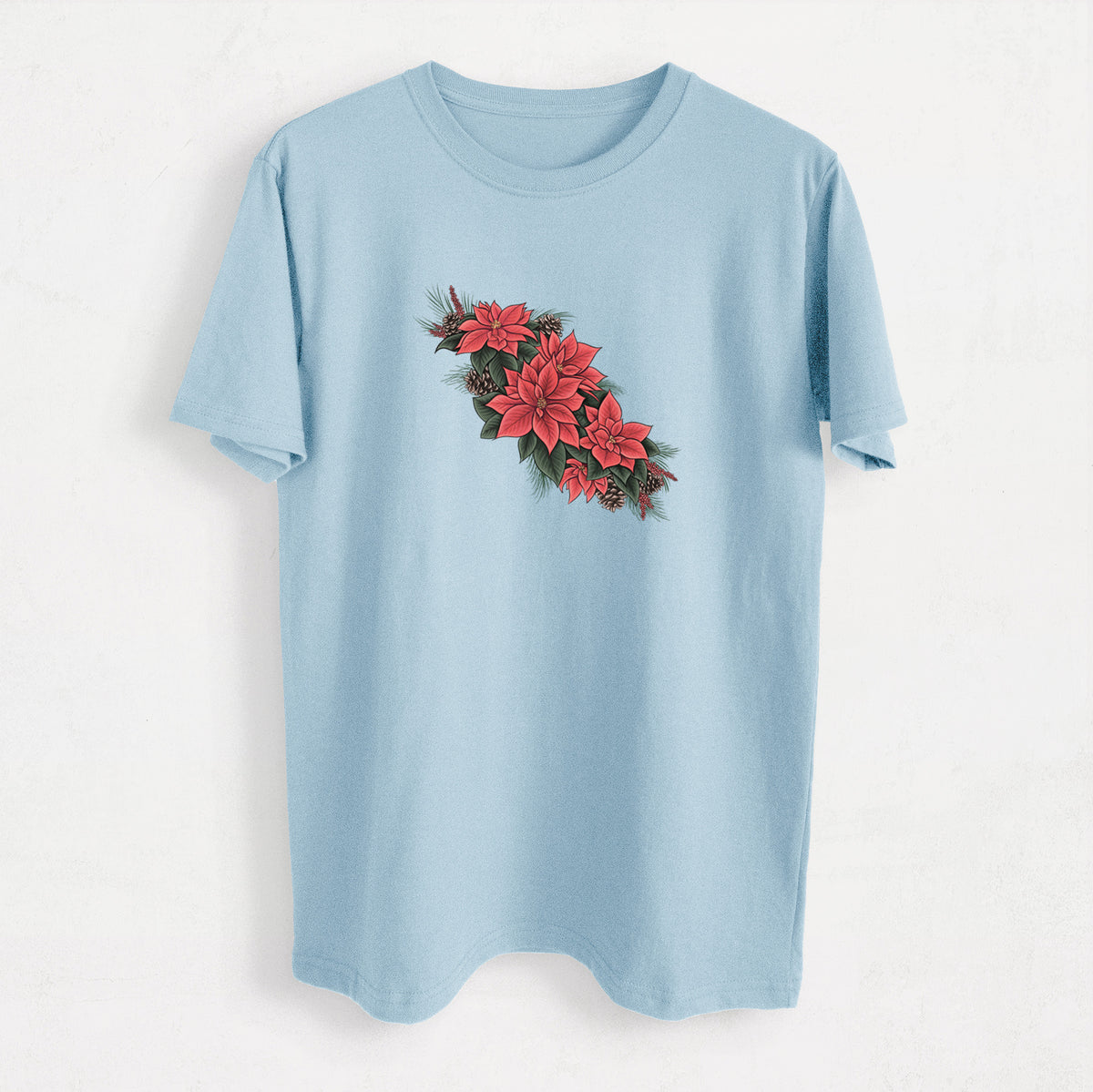 Winter Poinsettias - Euphorbia pulcherrima - Heavyweight Men's 100% Organic Cotton Tee