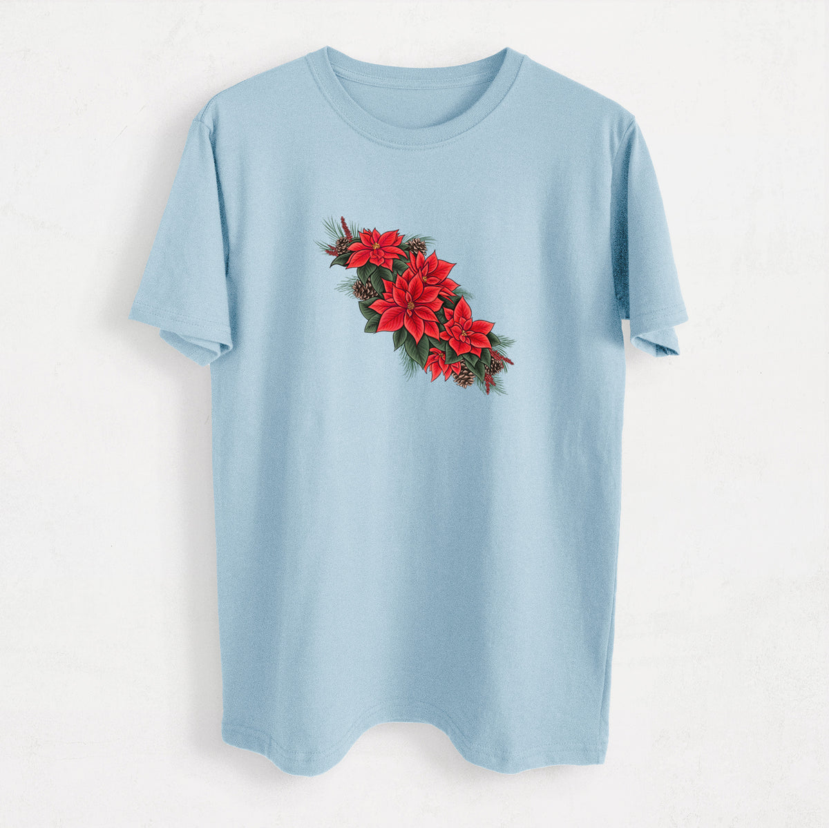 Winter Poinsettias - Euphorbia pulcherrima - Heavyweight Men's 100% Organic Cotton Tee
