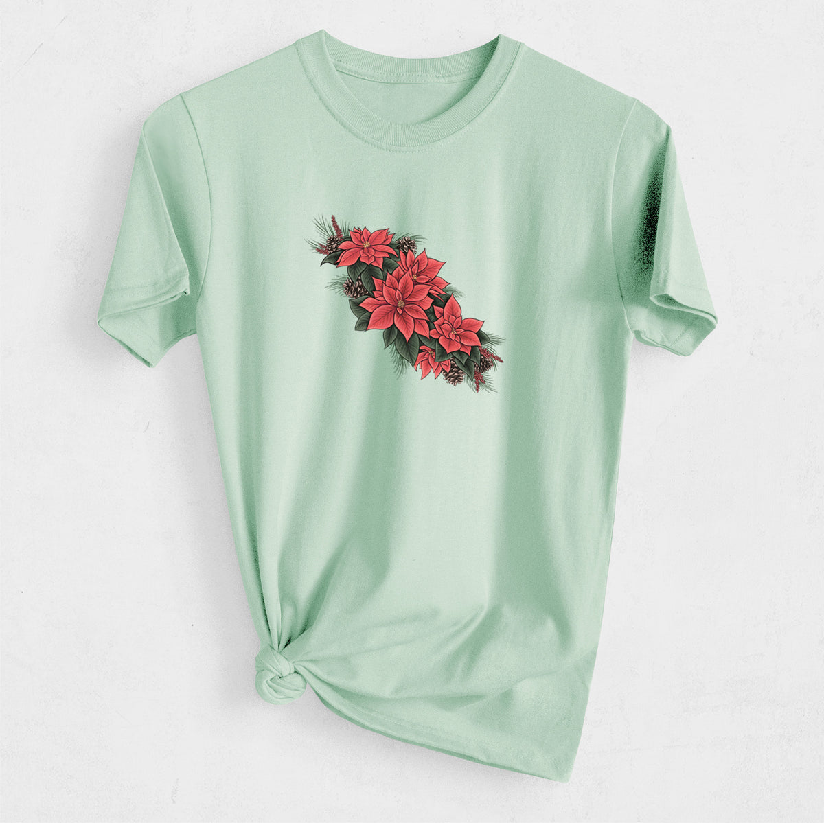 Winter Poinsettias - Euphorbia pulcherrima - Heavyweight Men's 100% Organic Cotton Tee