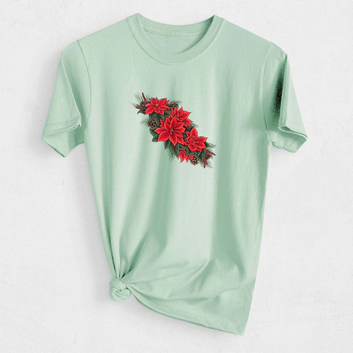Winter Poinsettias - Euphorbia pulcherrima - Heavyweight Men's 100% Organic Cotton Tee