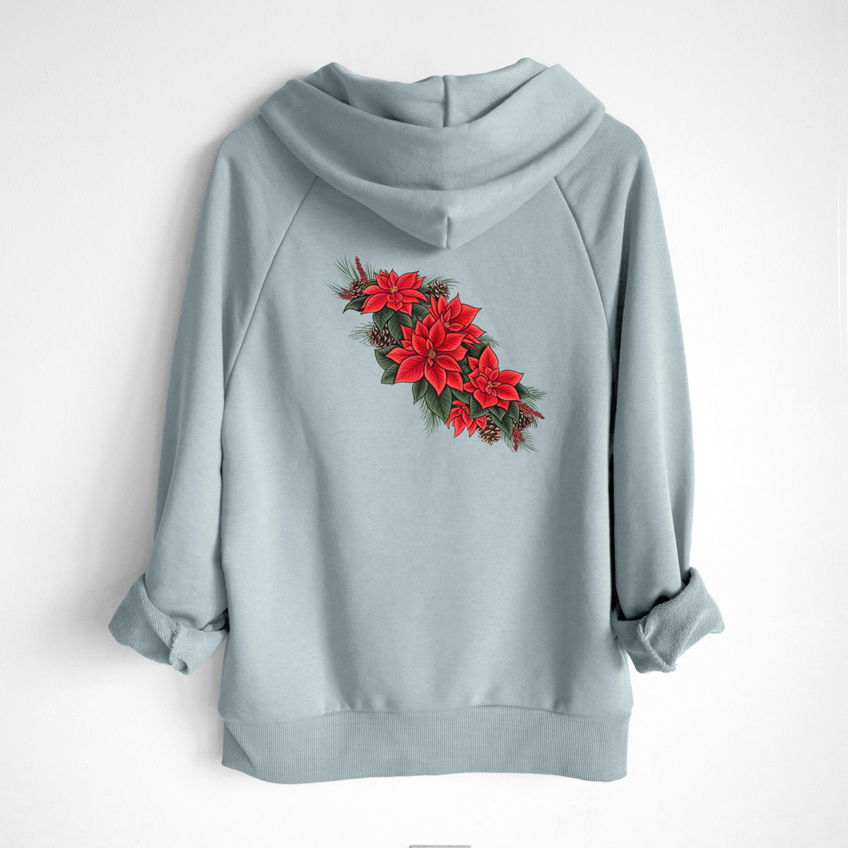 Winter Poinsettias - Euphorbia pulcherrima - UltraLuxe Heavyweight French Terry Hoodie