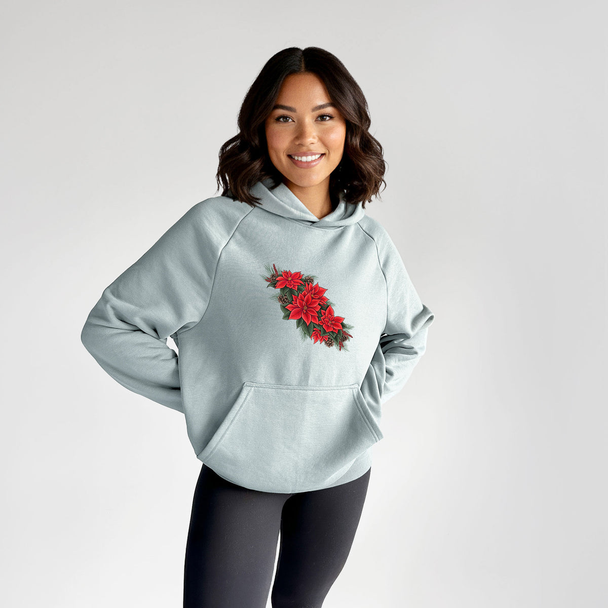 Winter Poinsettias - Euphorbia pulcherrima - UltraLuxe Heavyweight French Terry Hoodie