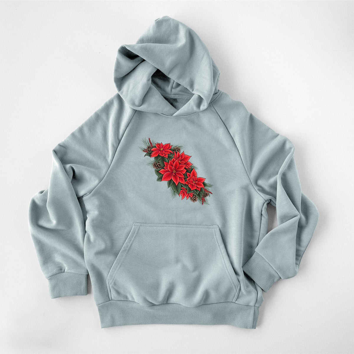 Winter Poinsettias - Euphorbia pulcherrima - UltraLuxe Heavyweight French Terry Hoodie