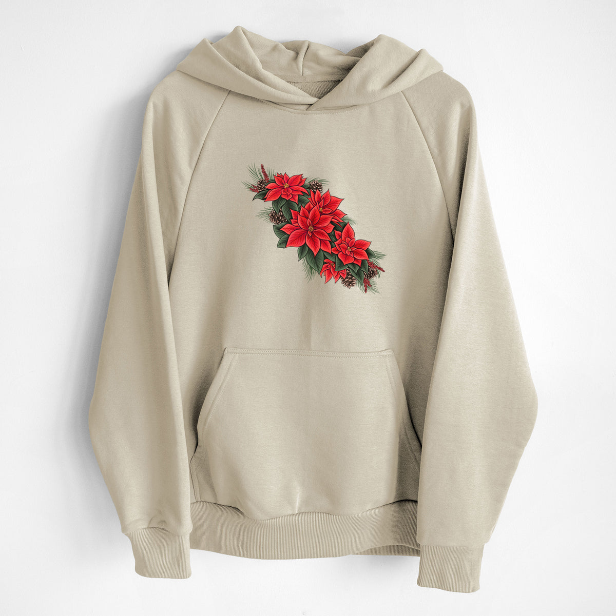 Winter Poinsettias - Euphorbia pulcherrima - UltraLuxe Heavyweight French Terry Hoodie