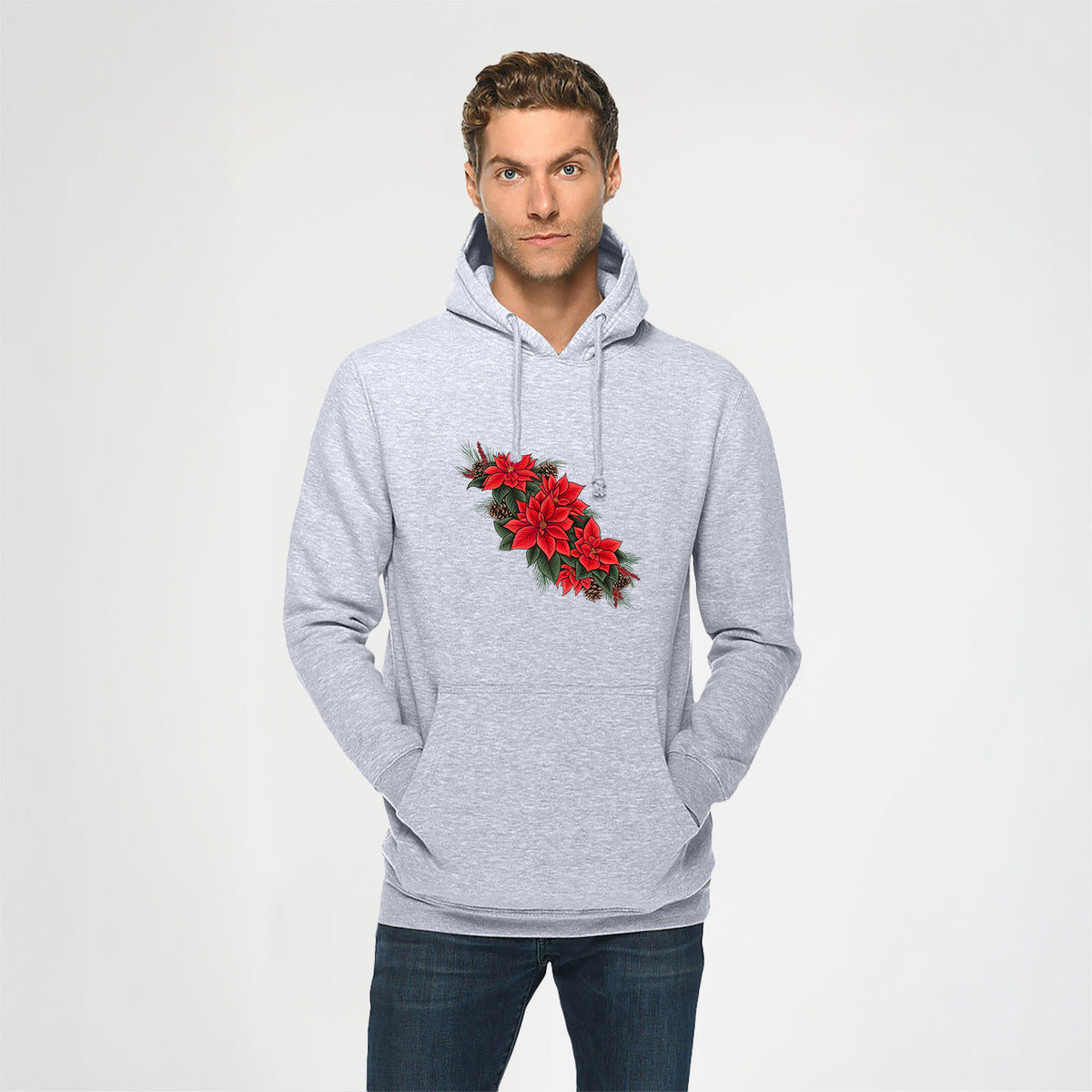 Winter Poinsettias - Euphorbia pulcherrima - Heavyweight Fleece Hoodie