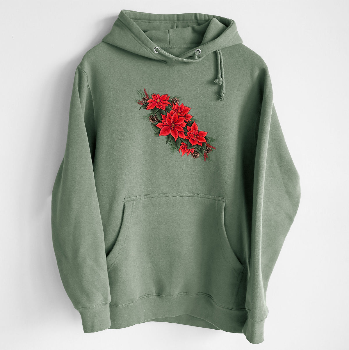Winter Poinsettias - Euphorbia pulcherrima - Heavyweight Fleece Hoodie