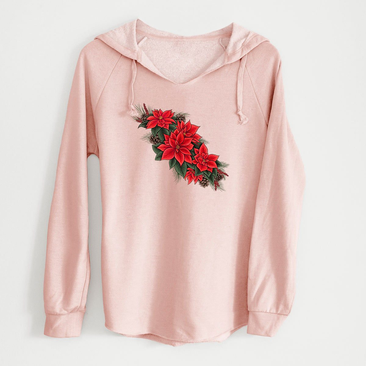 Winter Poinsettias - Euphorbia pulcherrima - Cali Wave Hooded Sweatshirt