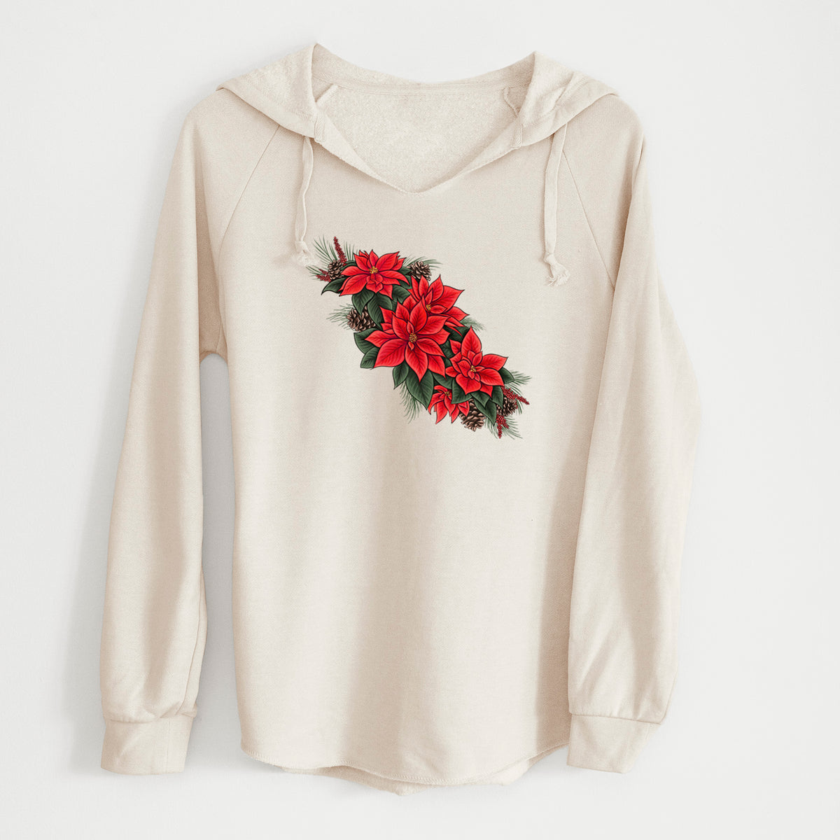 Winter Poinsettias - Euphorbia pulcherrima - Cali Wave Hooded Sweatshirt