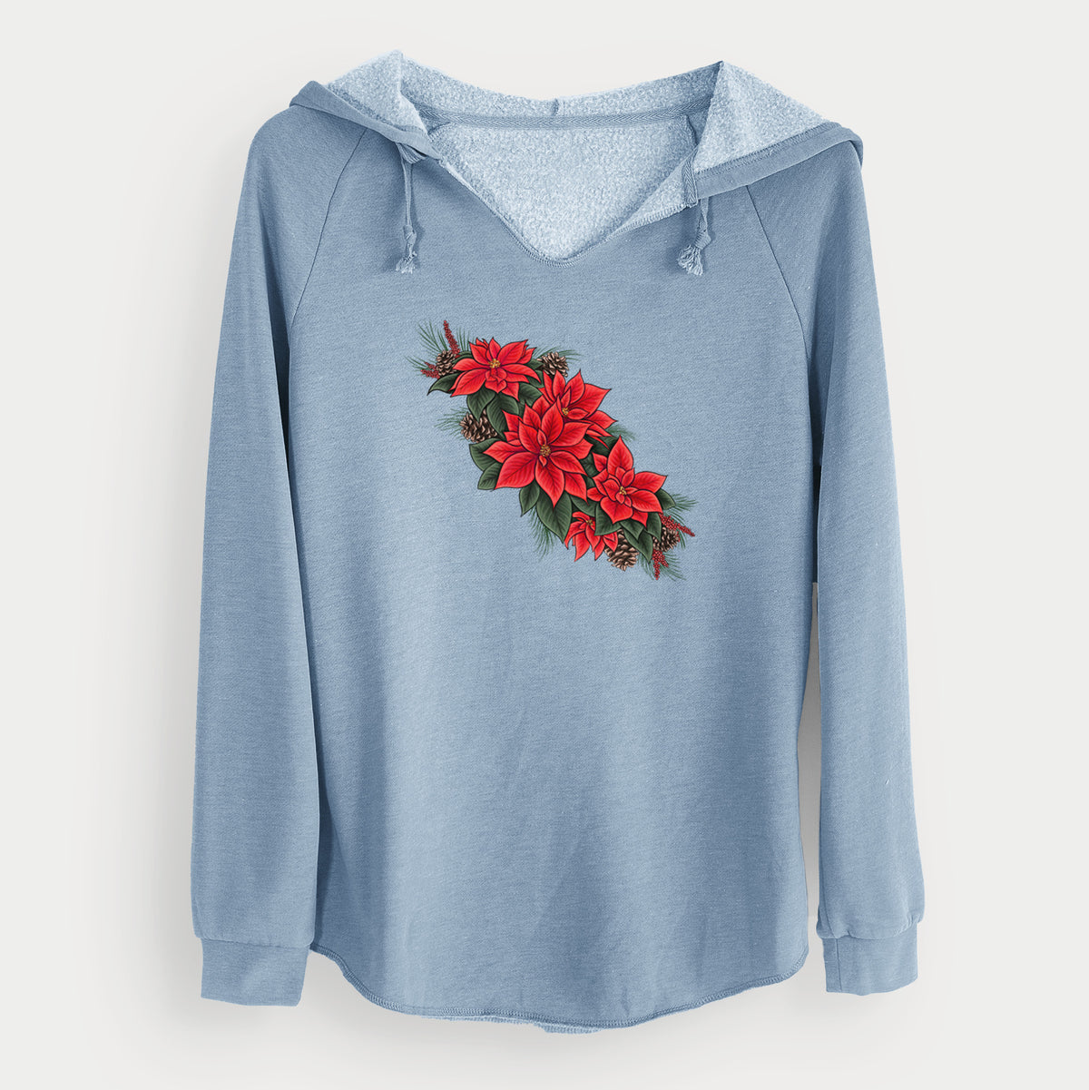 Winter Poinsettias - Euphorbia pulcherrima - Cali Wave Hooded Sweatshirt