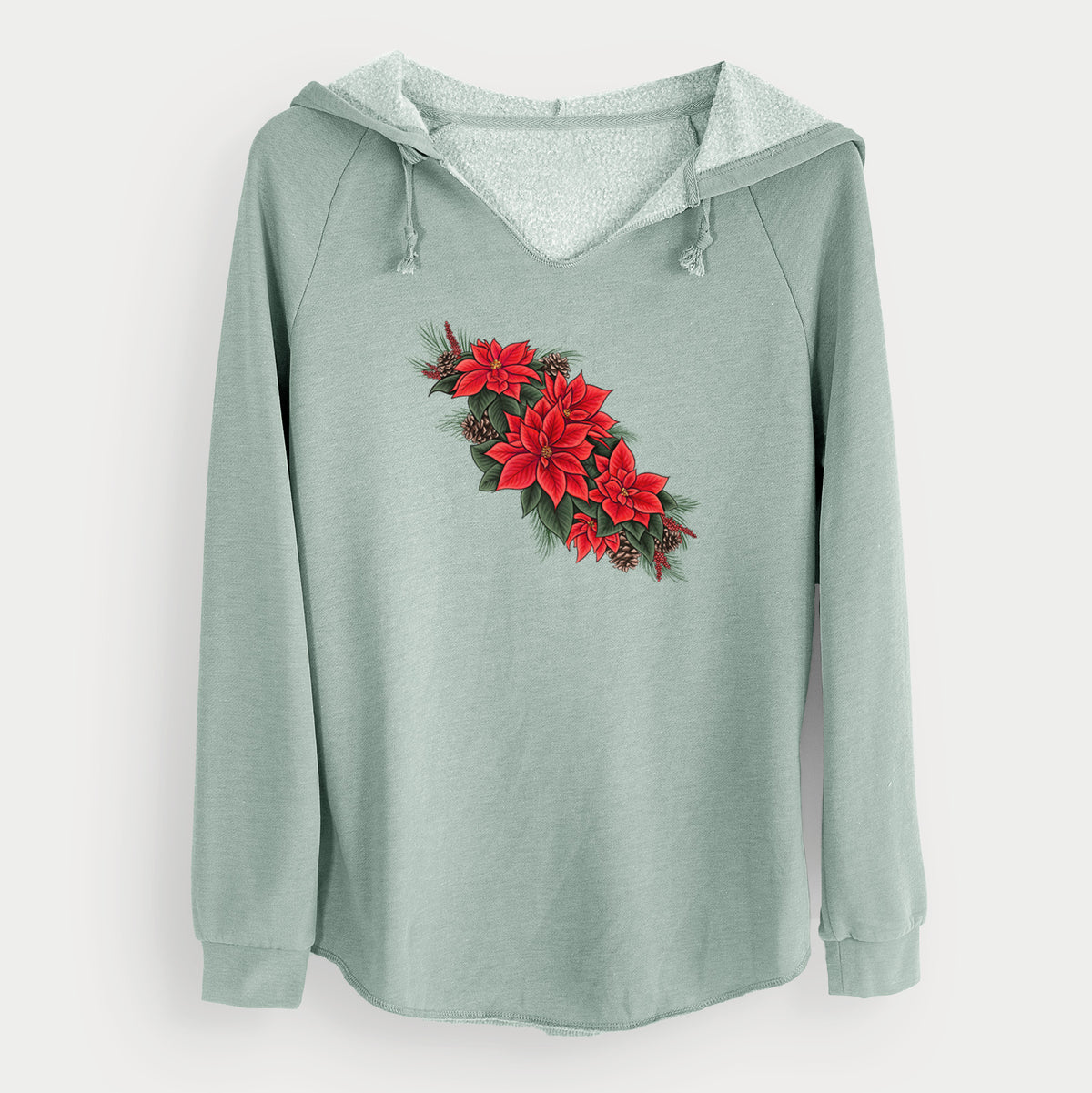 Winter Poinsettias - Euphorbia pulcherrima - Cali Wave Hooded Sweatshirt