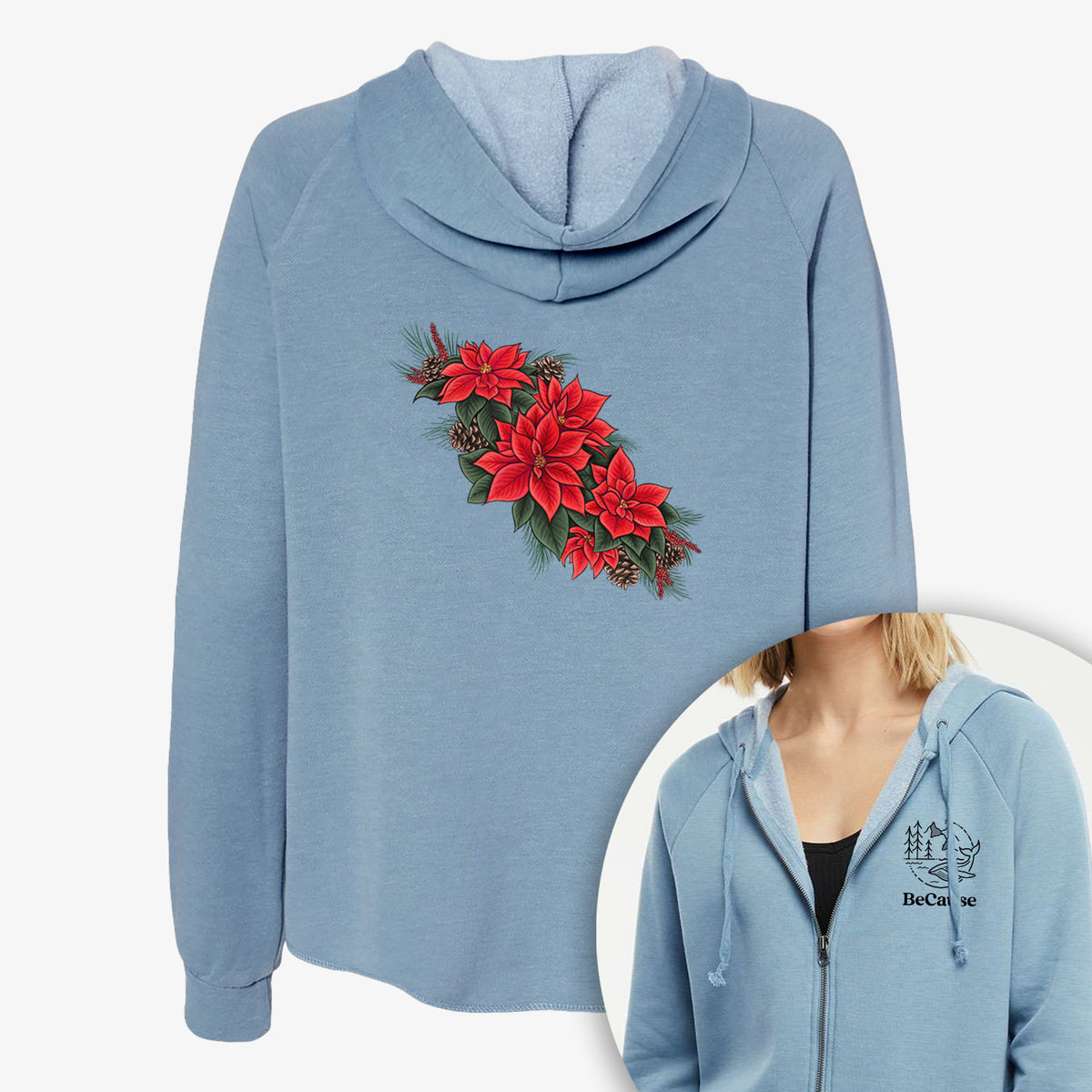 Winter Poinsettias - Euphorbia pulcherrima - Women's Cali Wave Zip-Up Sweatshirt