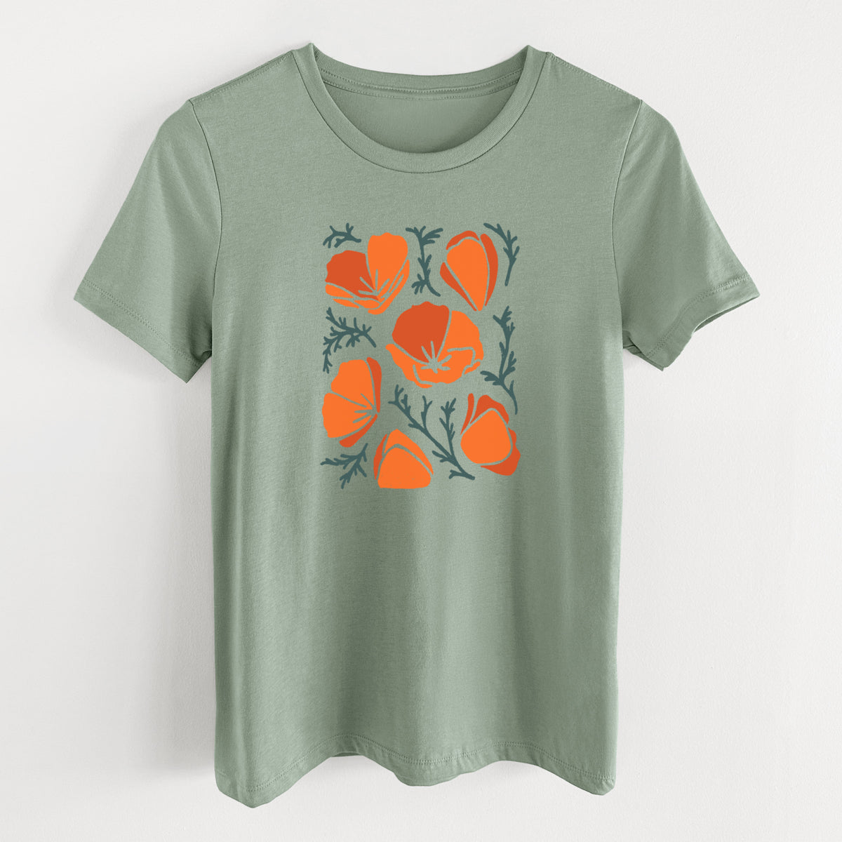 Poppy Vibes - Women&#39;s Lightweight Relaxed Fit 100% Cotton Crewneck