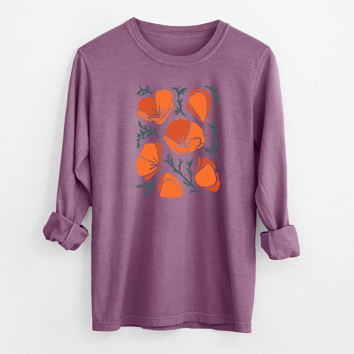 Poppy Vibes - Men&#39;s Heavyweight 100% Cotton Long Sleeve