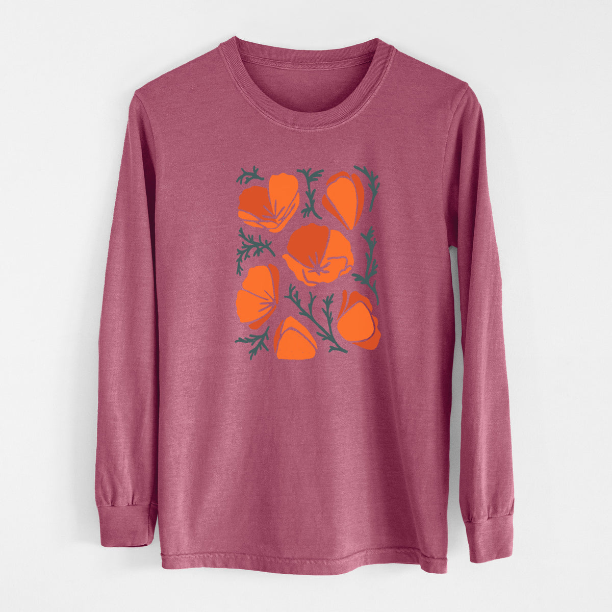 Poppy Vibes - Men&#39;s Heavyweight 100% Cotton Long Sleeve