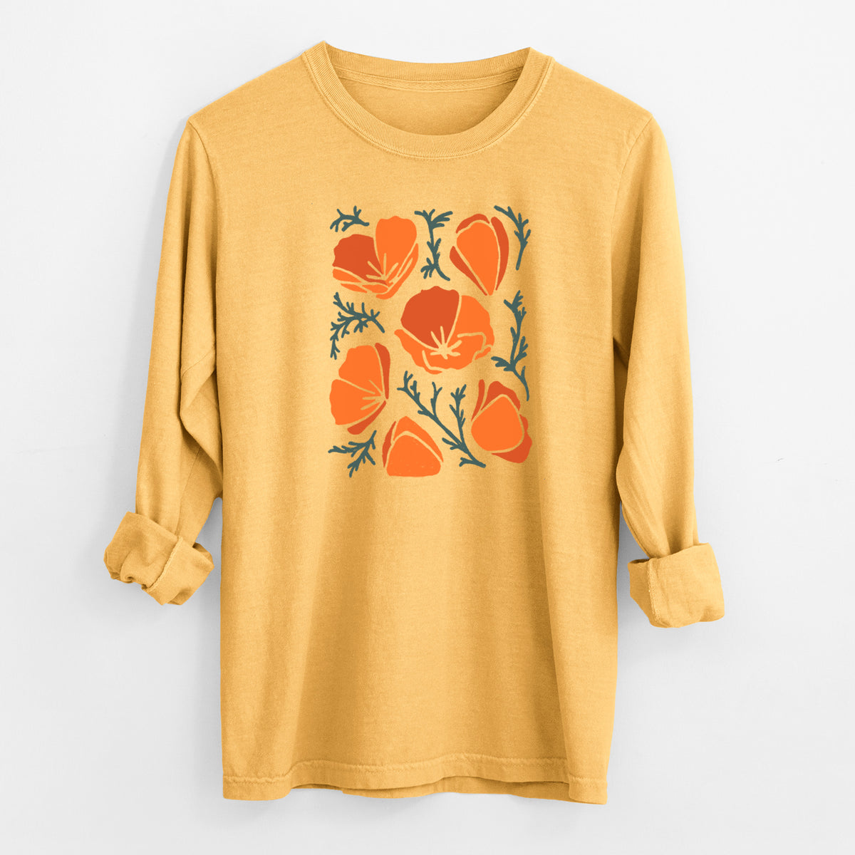 Poppy Vibes - Men&#39;s Heavyweight 100% Cotton Long Sleeve