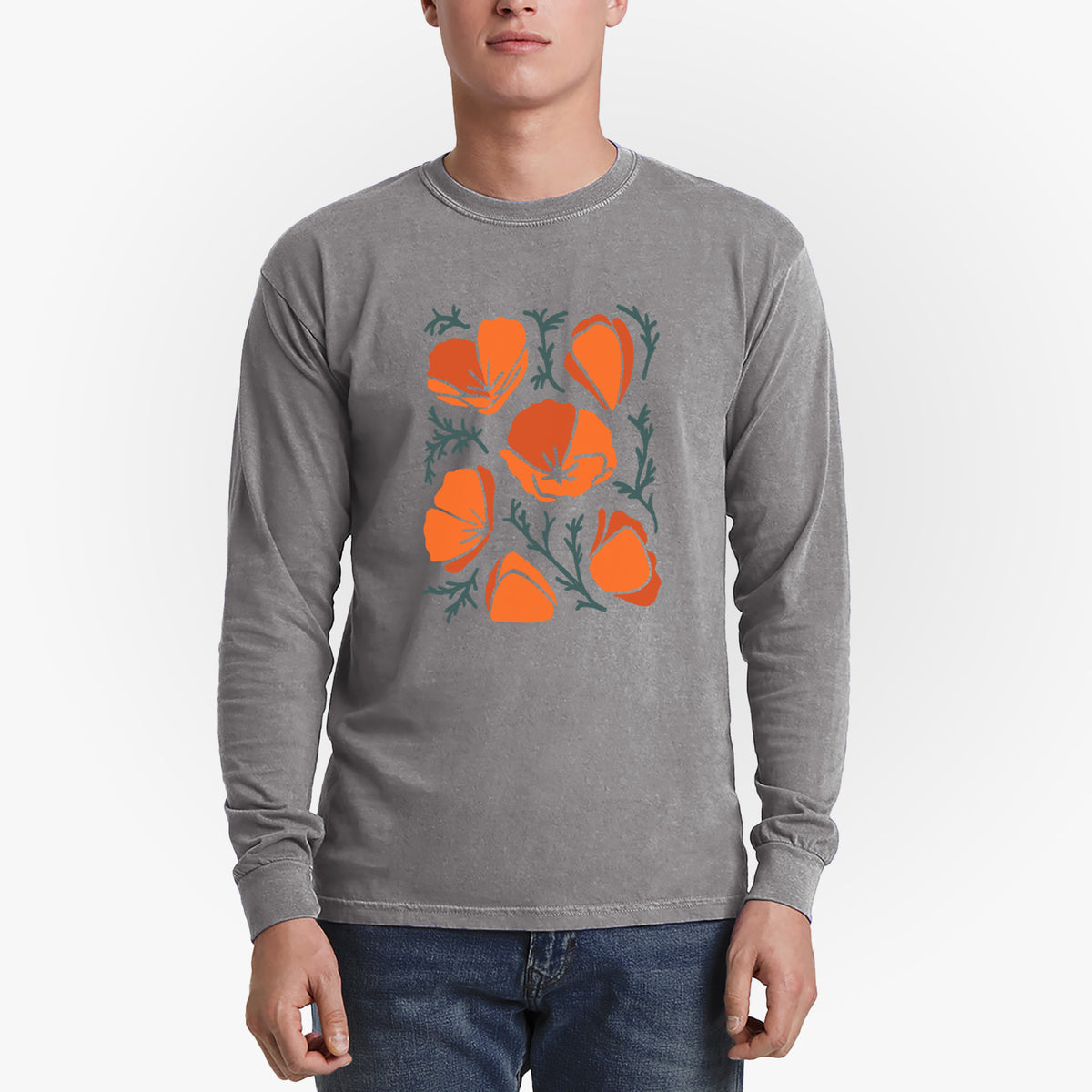 Poppy Vibes - Men&#39;s Heavyweight 100% Cotton Long Sleeve