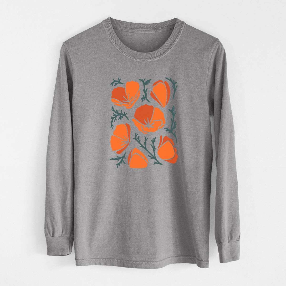 Poppy Vibes - Men&#39;s Heavyweight 100% Cotton Long Sleeve
