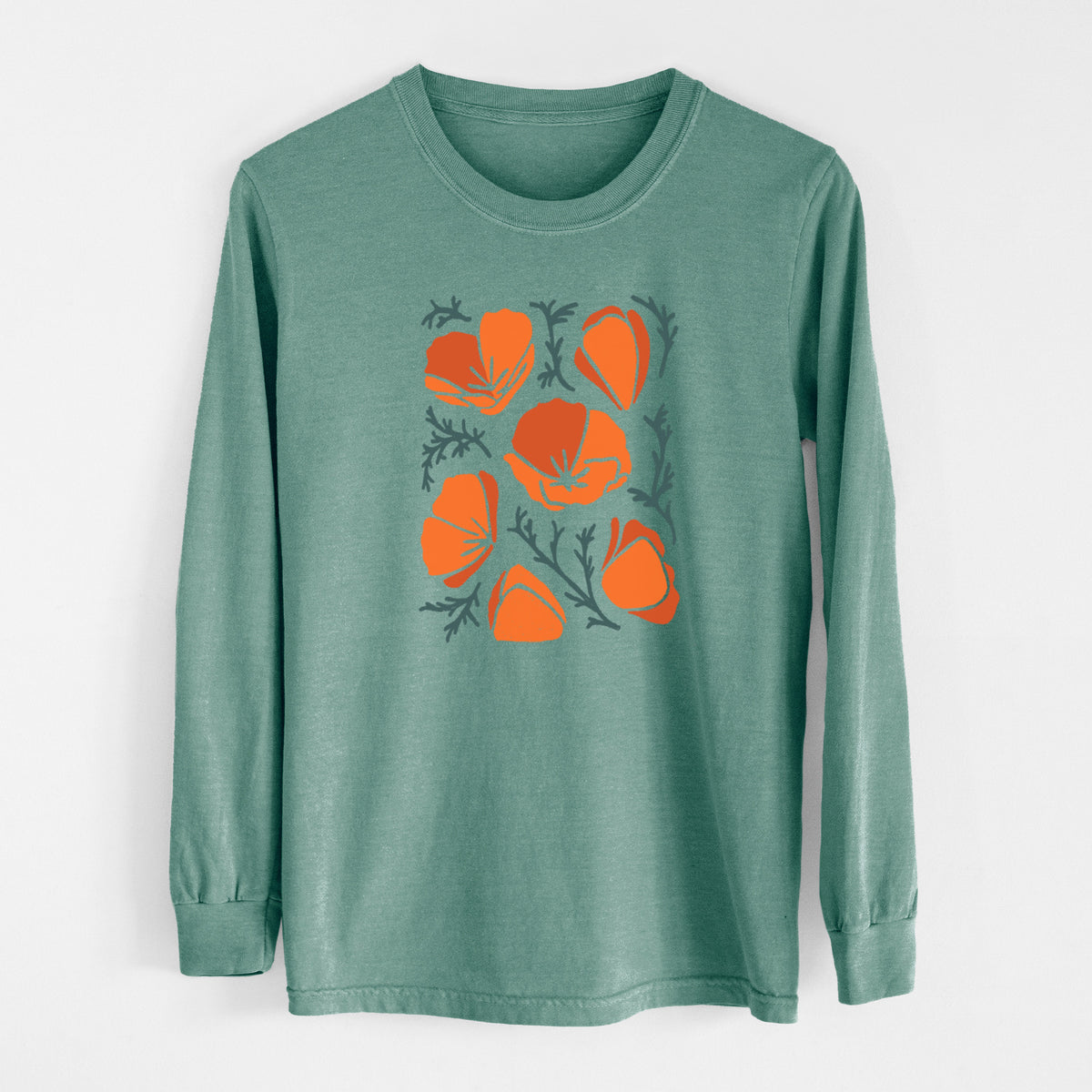 Poppy Vibes - Men&#39;s Heavyweight 100% Cotton Long Sleeve