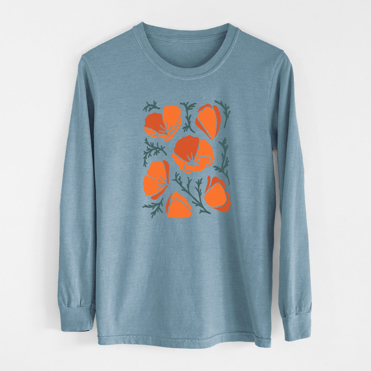 Poppy Vibes - Men&#39;s Heavyweight 100% Cotton Long Sleeve