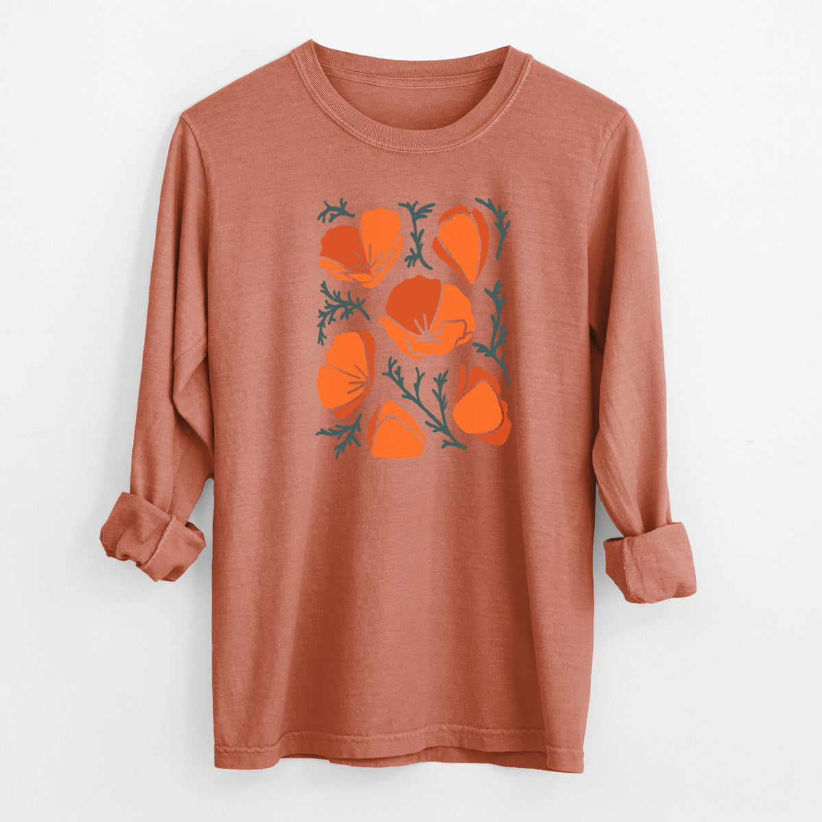 Poppy Vibes - Men&#39;s Heavyweight 100% Cotton Long Sleeve