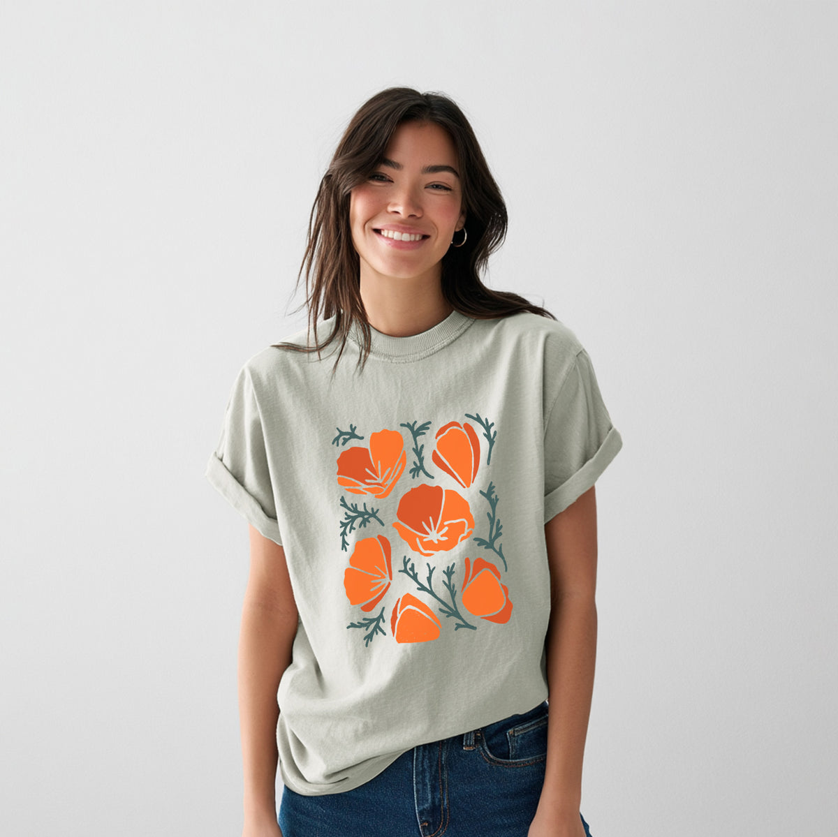 Poppy Vibes - Heavyweight Men&#39;s 100% Organic Cotton Tee
