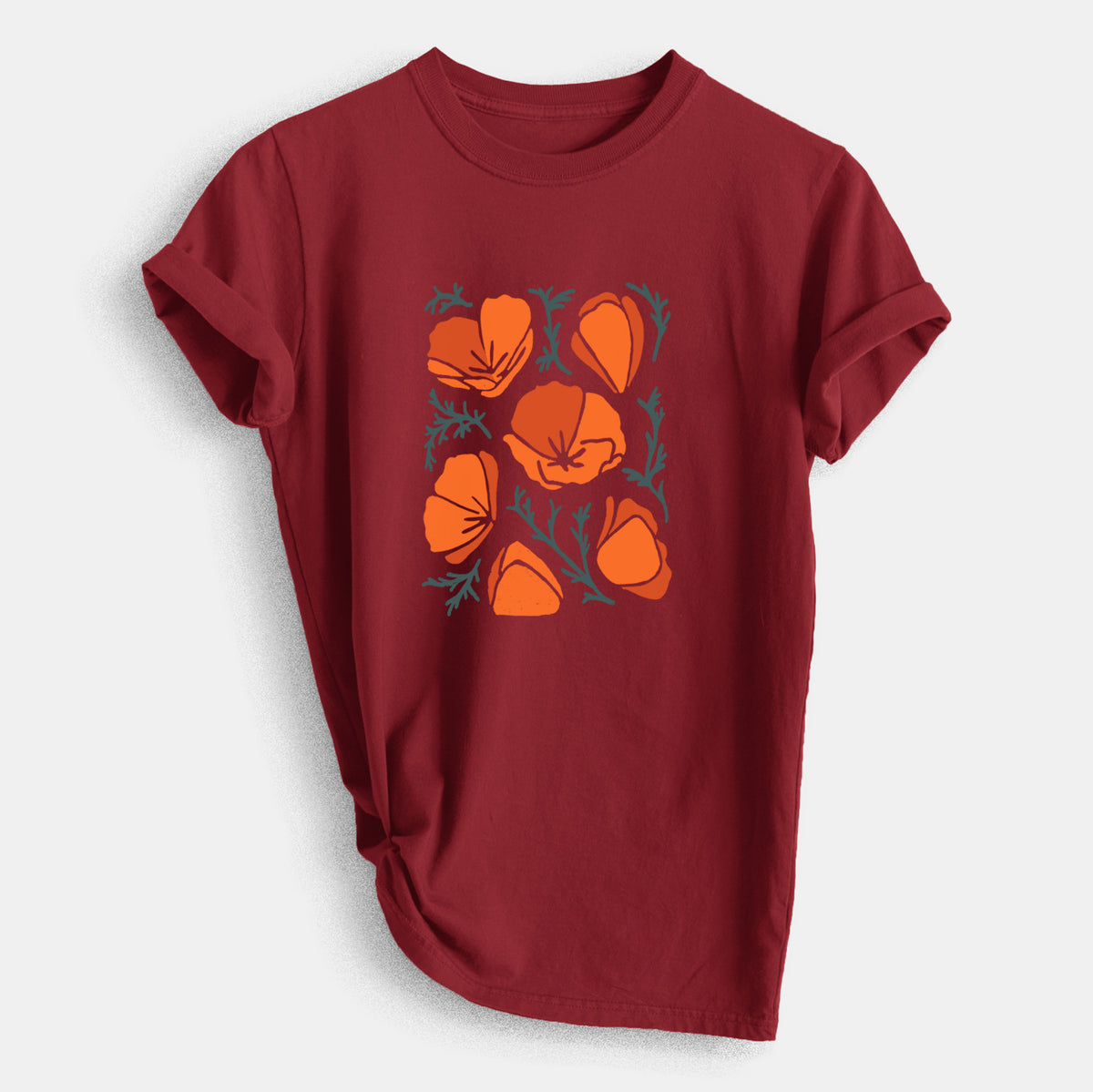 Poppy Vibes - Heavyweight Men&#39;s 100% Organic Cotton Tee