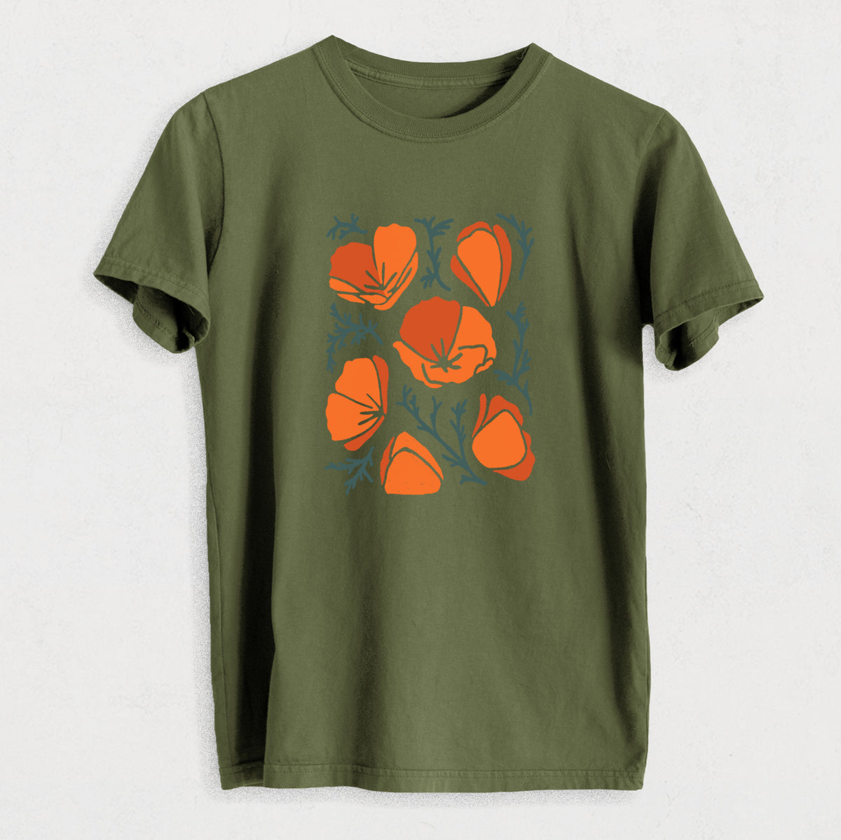 Poppy Vibes - Heavyweight Men&#39;s 100% Organic Cotton Tee
