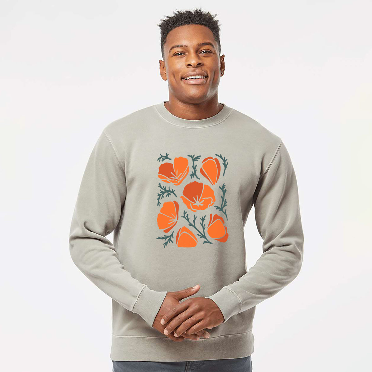 Poppy Vibes - Unisex Pigment Dyed Crew Sweatshirt