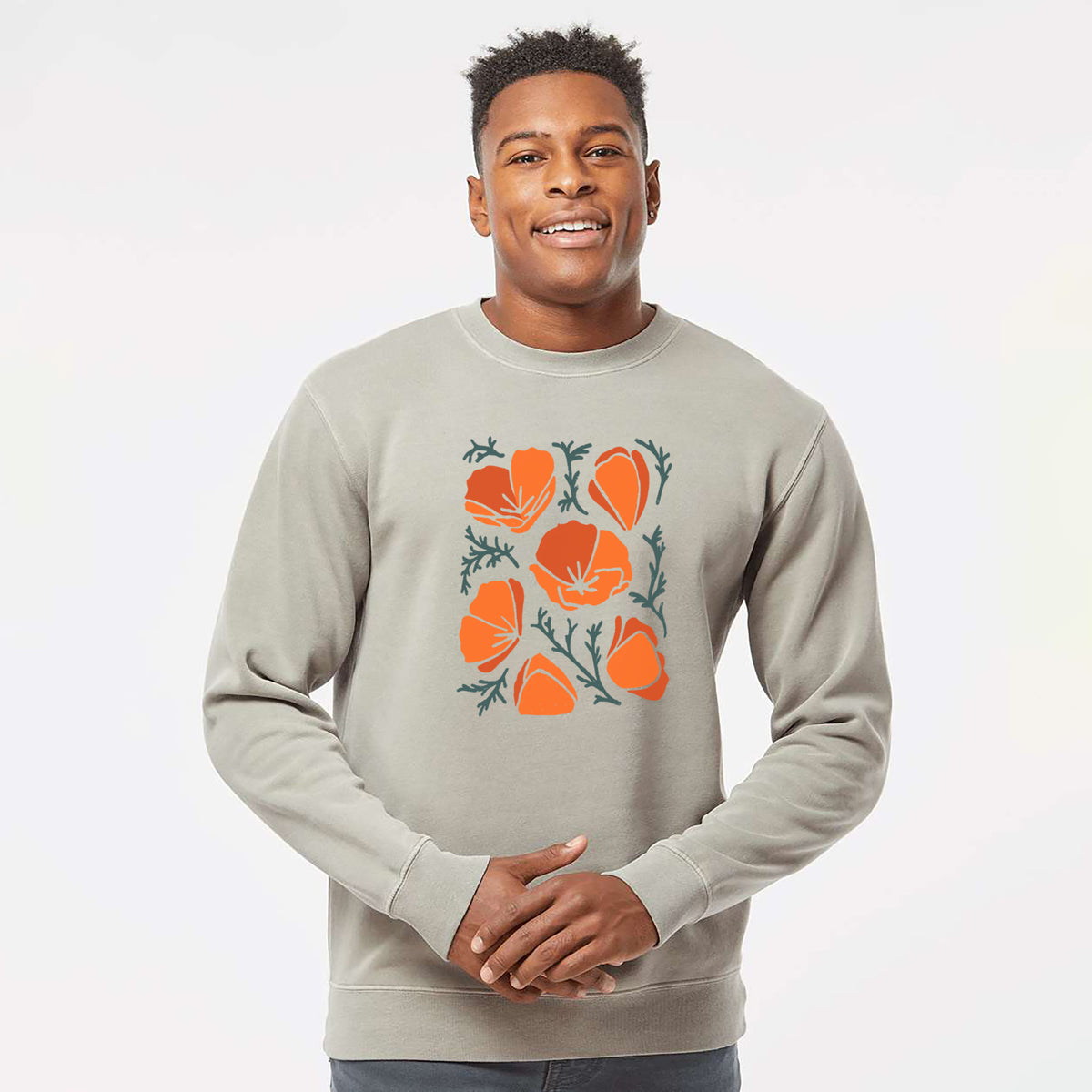 Poppy Vibes - Unisex Pigment Dyed Crew Sweatshirt