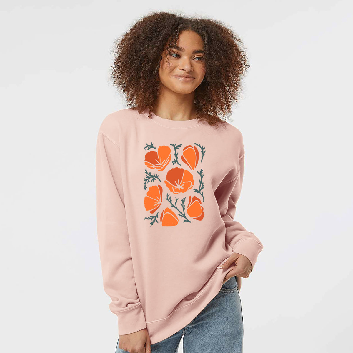 Poppy Vibes - Unisex Pigment Dyed Crew Sweatshirt